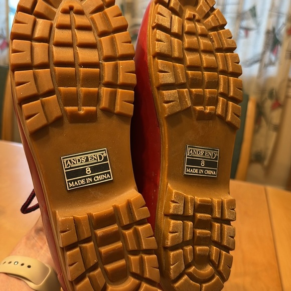 Vintage Lands End red rubber hiking rain boots.  Lace up.  Size 8 - Picture 6 of 7